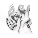 hand humans and dogs paw tattoo design idea