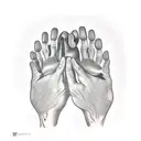 hand humans and dogs paw tattoo design idea