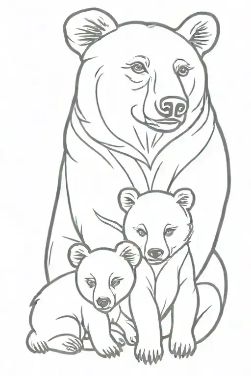 Mama Bear with baby bear holding tattoo design idea