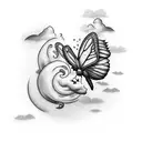 butterflies with clouds and small stars  tattoo design idea