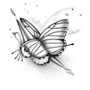 butterflies with clouds and small stars  tattoo design idea