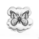 butterflies with clouds and small stars  tattoo design idea