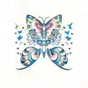 butterflies with clouds and small stars  tattoo design idea