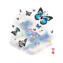 butterflies with clouds and small stars  tattoo design idea