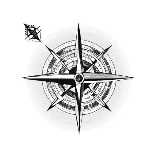 compass with arrow tattoo design idea