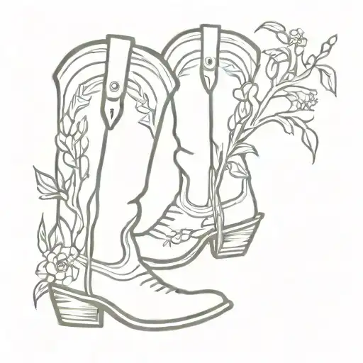 willow branch cowboy boots holding tattoo design idea