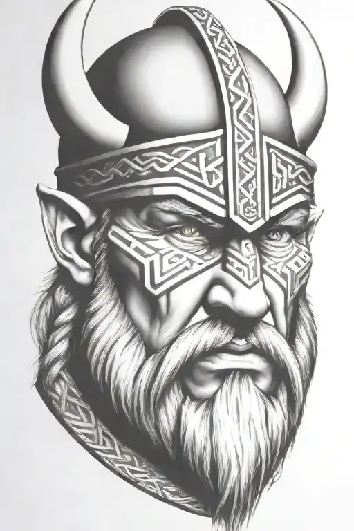 viking face tilted to left side tattoo design idea