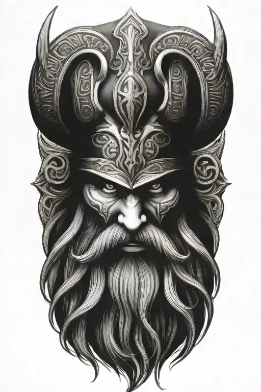 viking worrior face    tattoo design idea