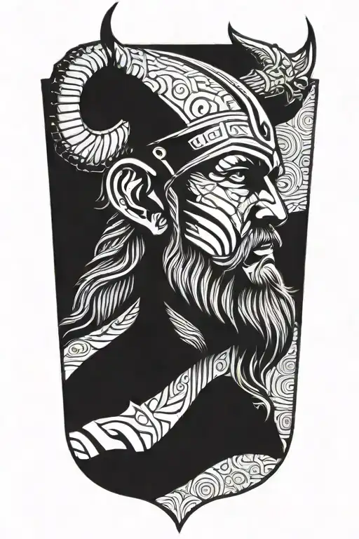 viking face tilted to left side tattoo design idea