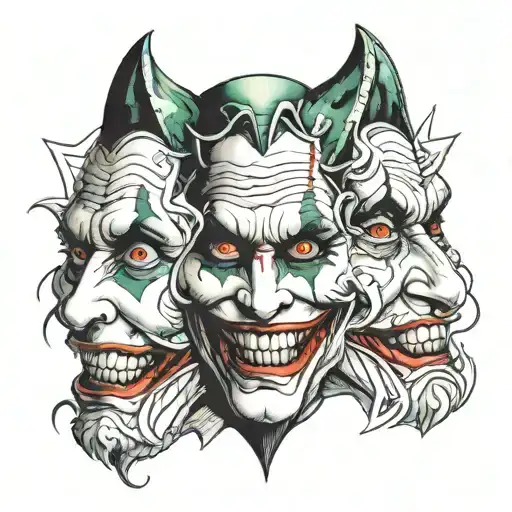 joker sick face holding card   tattoo design idea