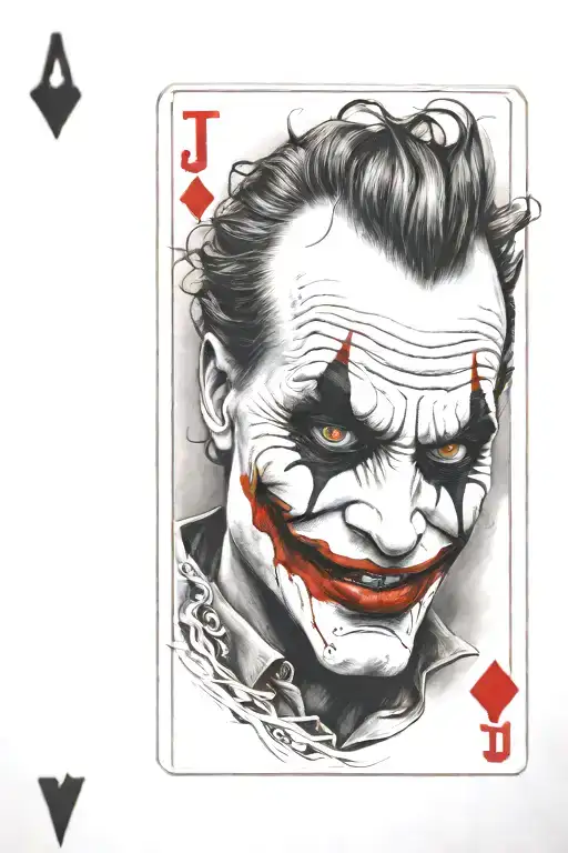 joker sick face holding card   tattoo design idea