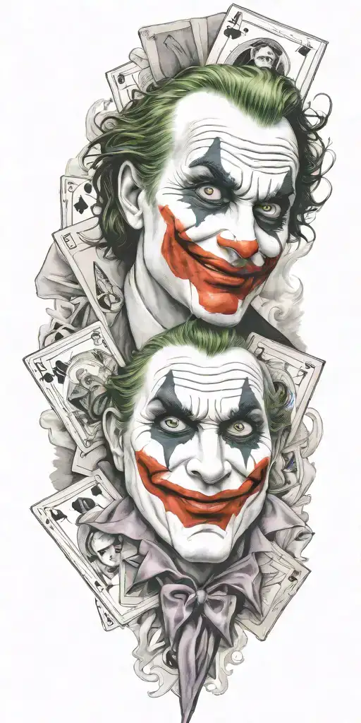 sick joker card tattoo design idea