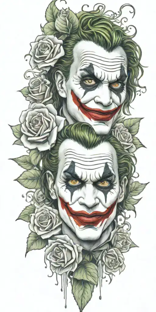 one joker face  real madrid roses growing tattoo design idea
