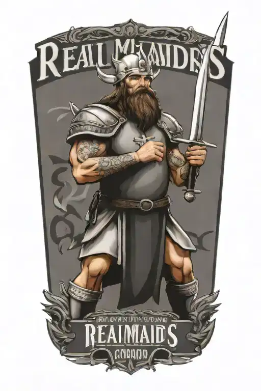 real madrid vikings war scene holding a sign that says Defendamos El Trono Conquistamos La  Gloria  tattoo design idea