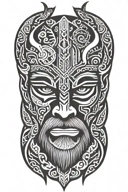 viking face tilted to left side tattoo design idea