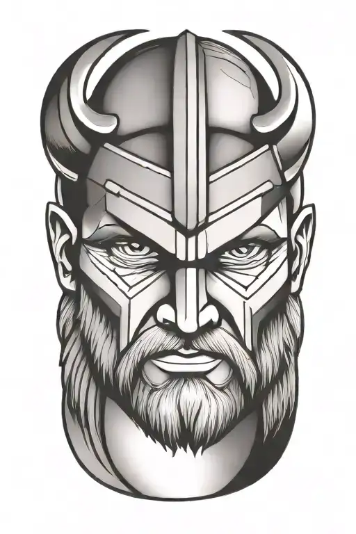 viking face tilted to left side tattoo design idea