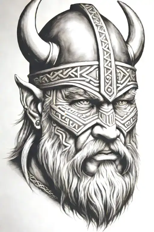 viking face tilted to little left side tattoo design idea