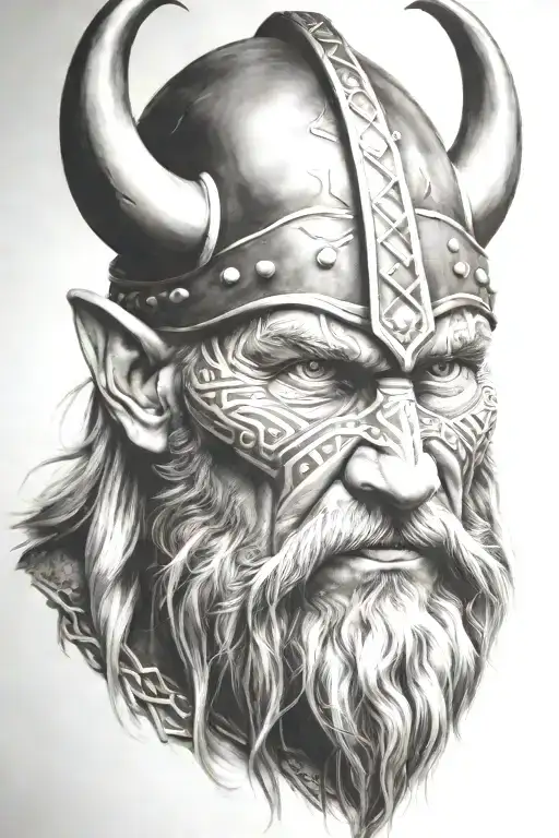 viking face surrounded tattoo design idea