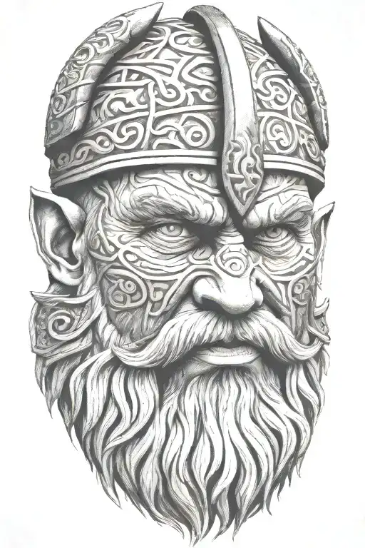 viking face 3d tiltted straight view camera tattoo design idea