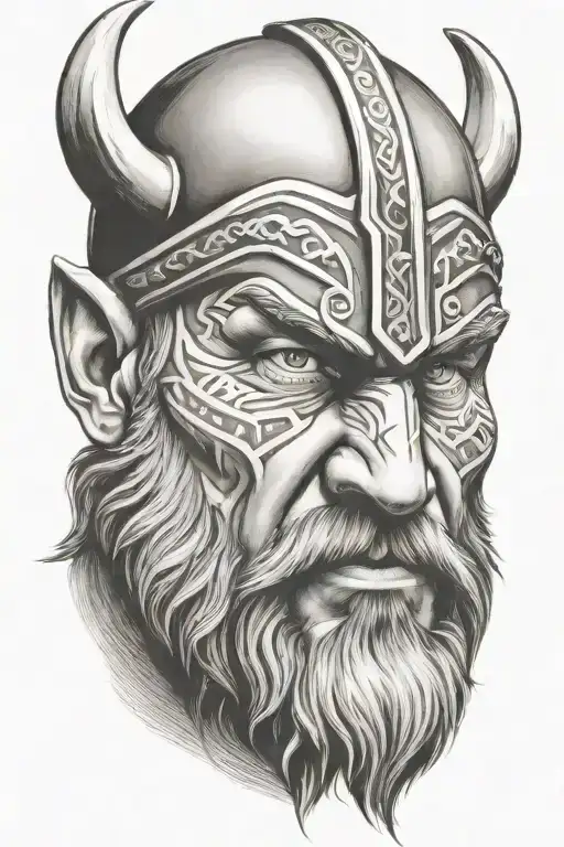 viking face tilted to left side tattoo design idea