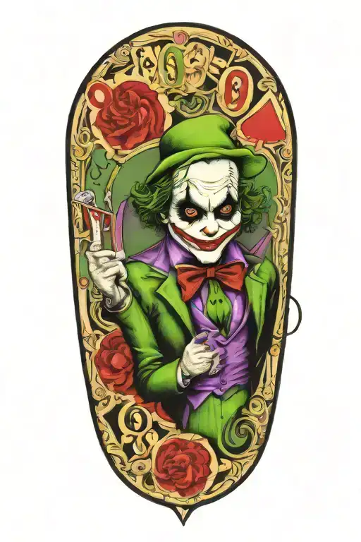 joker holding  card that says 90+ tattoo design idea