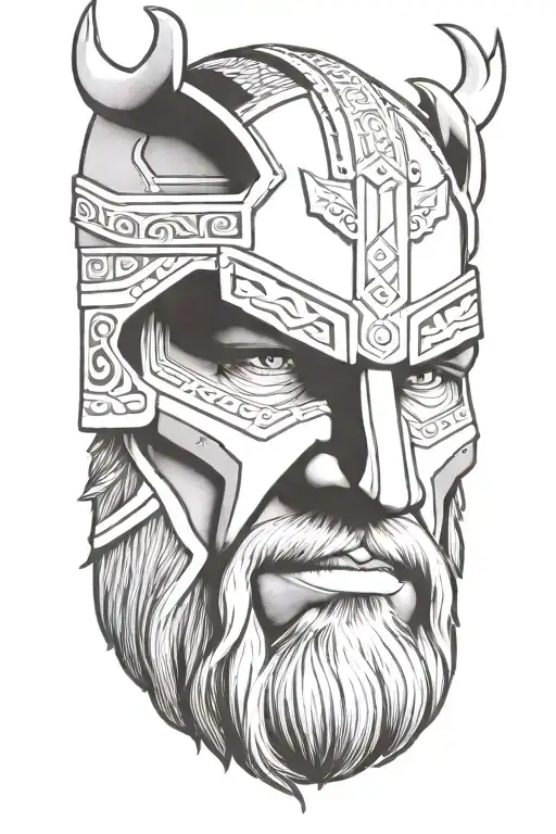 viking face tilted to left side tattoo design idea