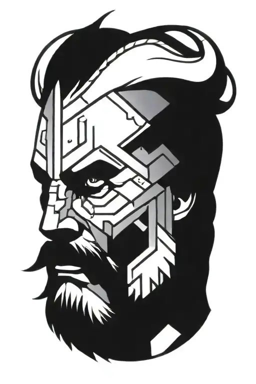 viking face tilted to left side tattoo design idea