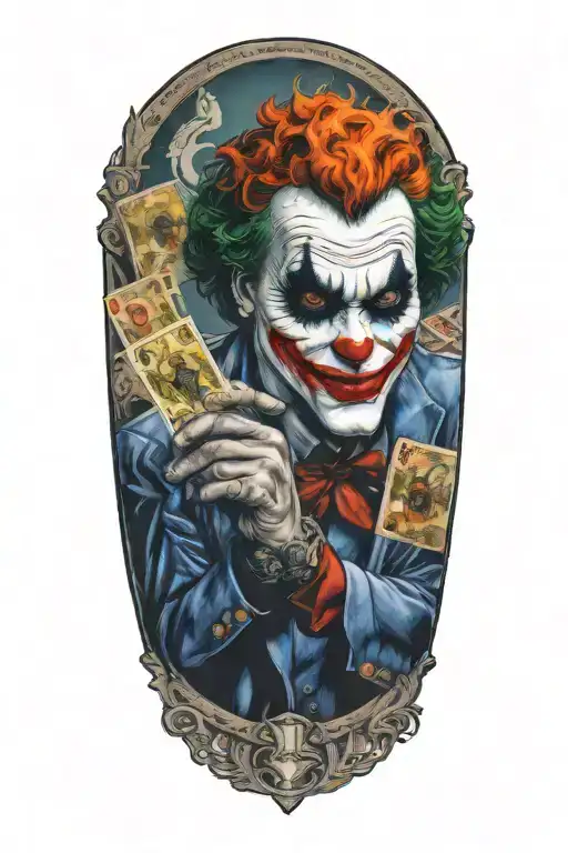 joker holding Real Madrid card tattoo design idea