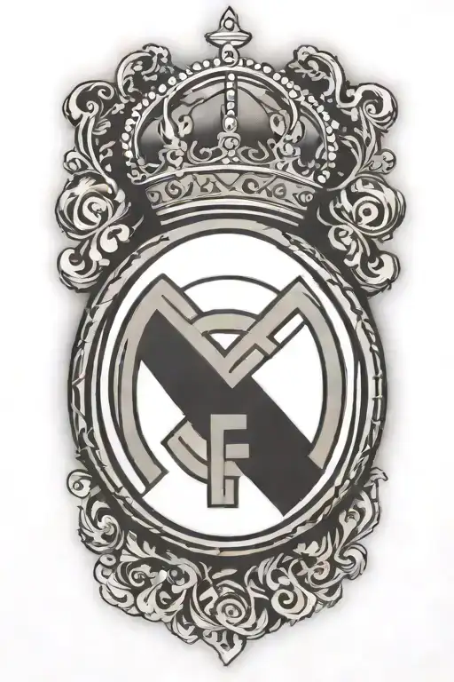Real Madrid logo on thigh simple tattoo design idea