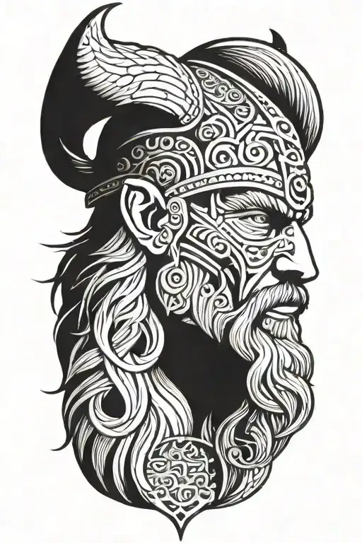 viking face looking left tattoo design idea