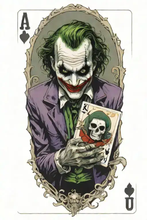 joker holding Real Madrid card tattoo design idea