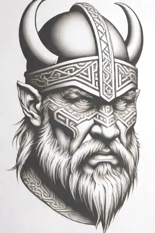viking face tilted to little left side tattoo design idea