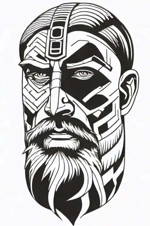 viking face tilted to left side tattoo design idea