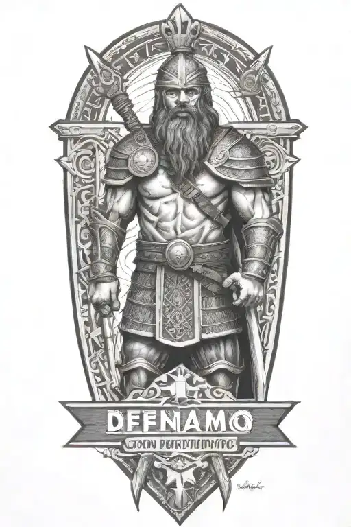 Real madrid viking warrior  holding a sign that says Defendamos El Trono Conquistamos La  Gloria  tattoo design idea