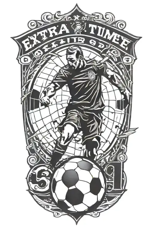 90+ minute   extra time  soccer clock tattoo design idea