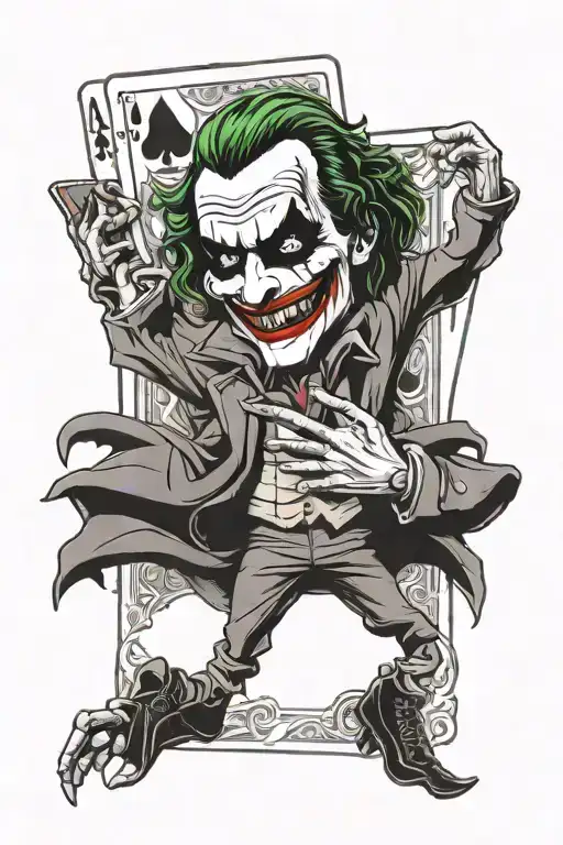 Joker Holding Real Madrid Card Death Death stands tattoo design idea