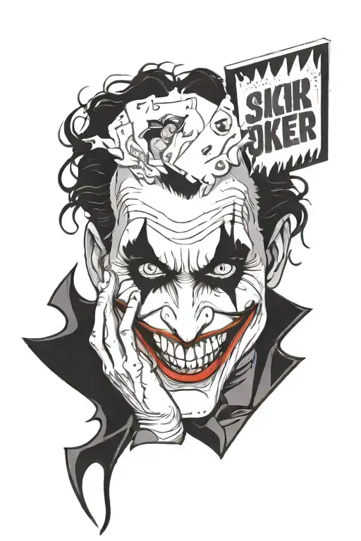 JOKER HOLDING  90+ TRICK SIGN tattoo design idea