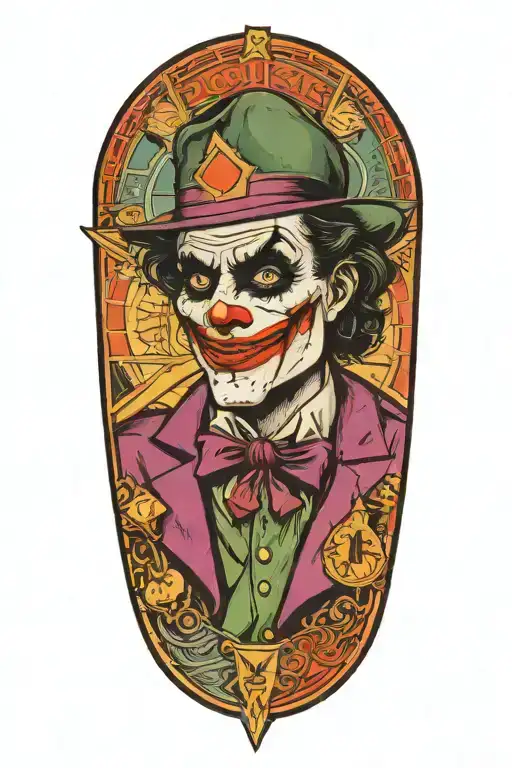 joker holding Real Madrid card tattoo design idea