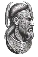 viking face looking left tattoo design idea