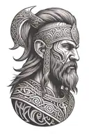 viking face looking left tattoo design idea
