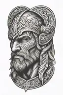 viking face 3d tiltted to left side tattoo design idea