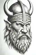 viking face surrounded tattoo design idea
