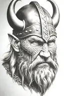 viking face surrounded tattoo design idea