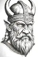 viking face surrounded tattoo design idea