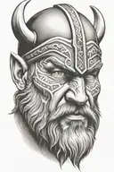 viking face tilted to left side tattoo design idea