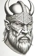 viking face tilted to left side tattoo design idea