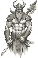  viking with abs showing tattoo design idea