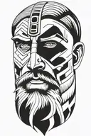 viking face tilted to left side tattoo design idea