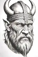 viking face surrounded tattoo design idea