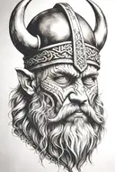 viking face surrounded tattoo design idea